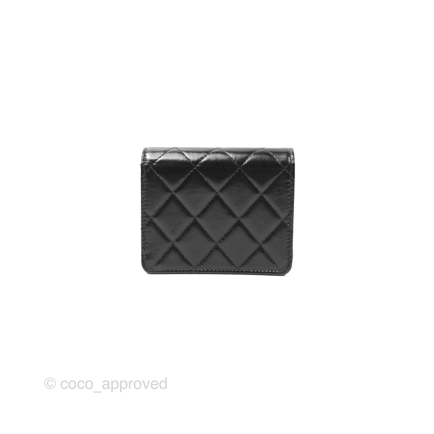 Chanel 31 Card Holder Shiny Black Calfskin Gold Hardware 24C