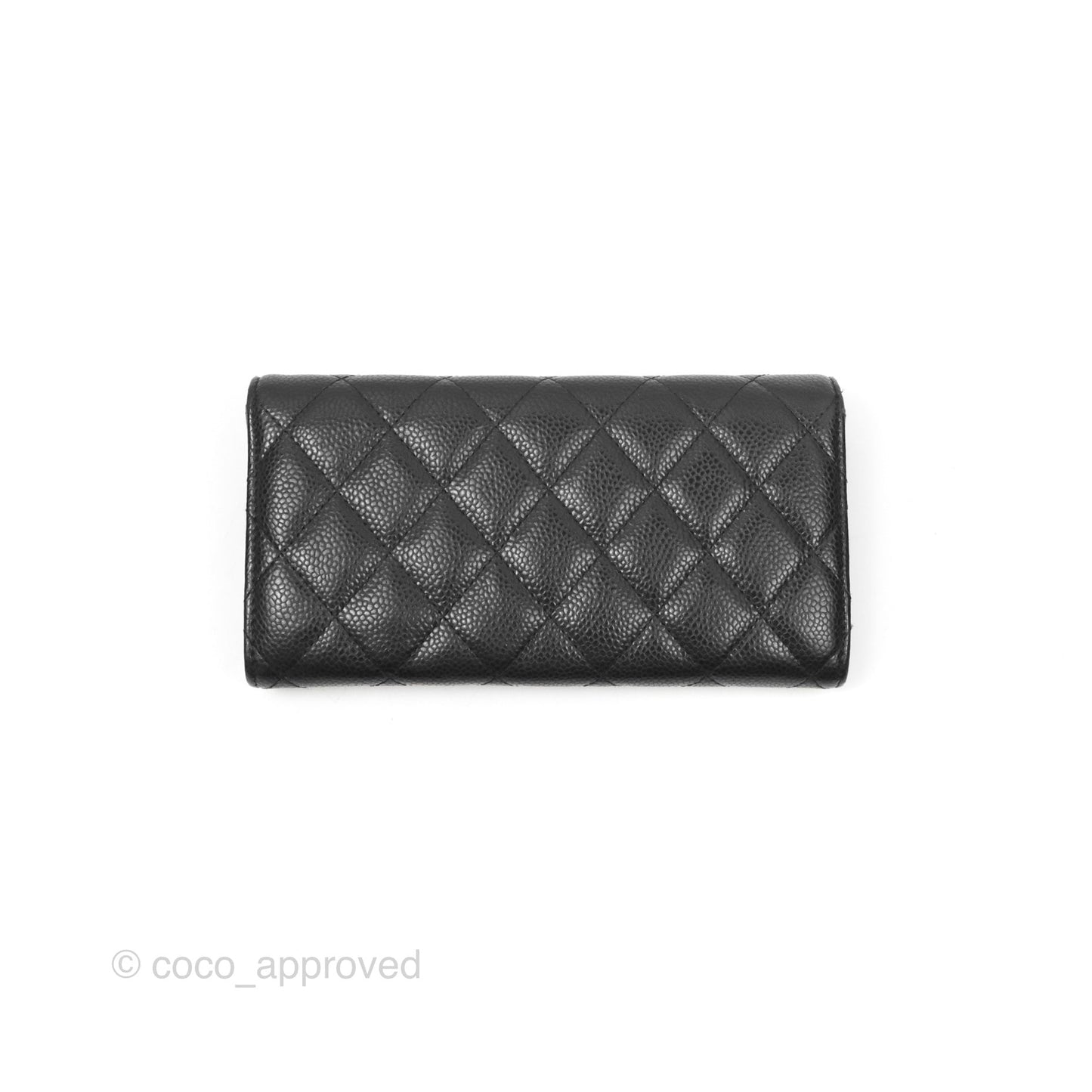 Chanel Classic Quilted Flap Long Wallet Black Caviar Gold Hardware
