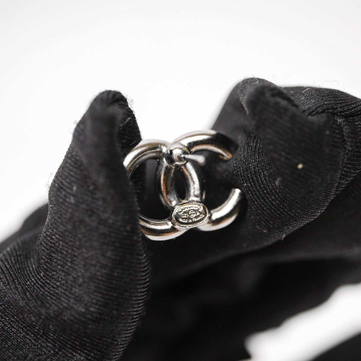 Chanel CC Crystals Earrings Ruthenium Tone 21A