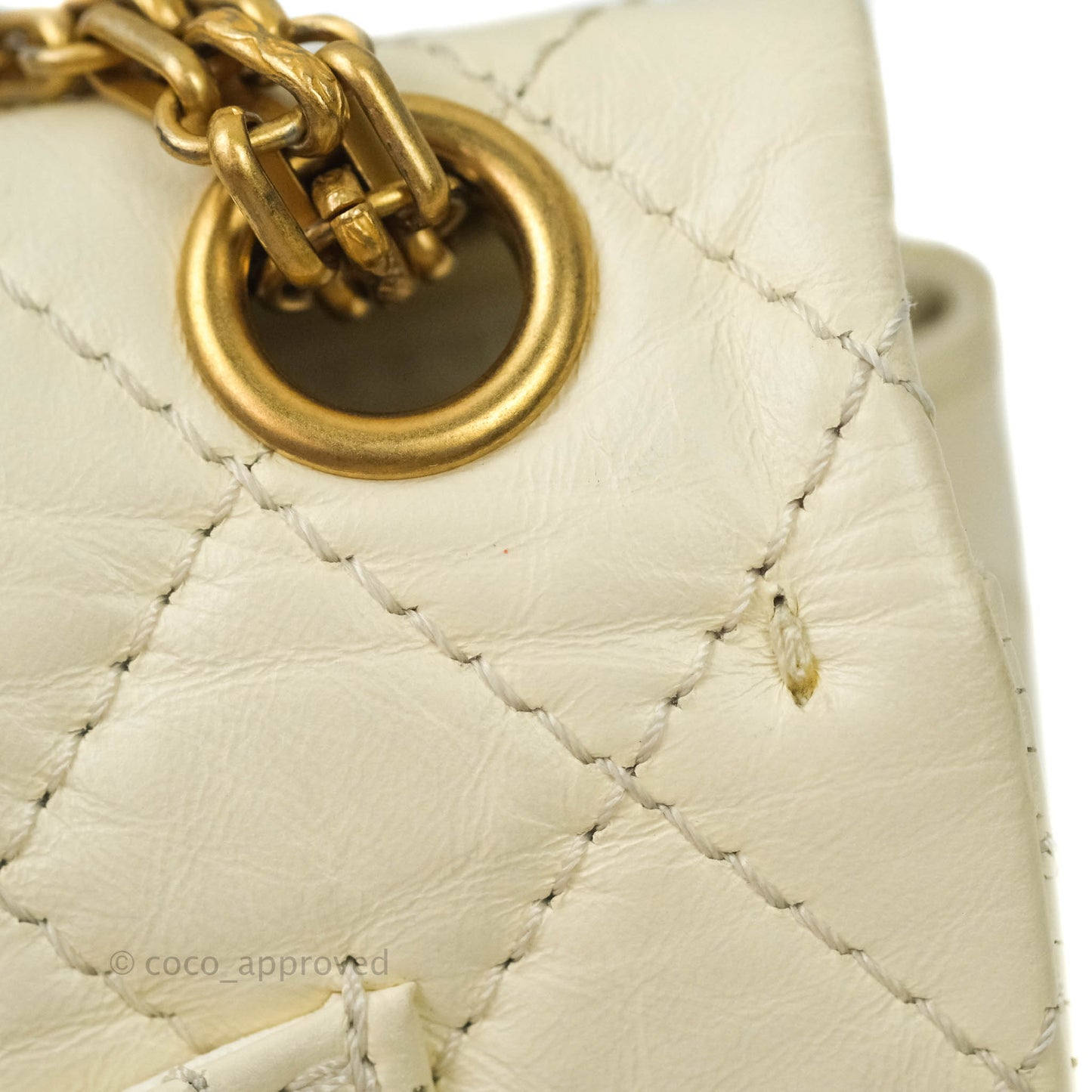 Chanel Mini Reissue 224 White Aged Calfskin Aged Gold Hardware