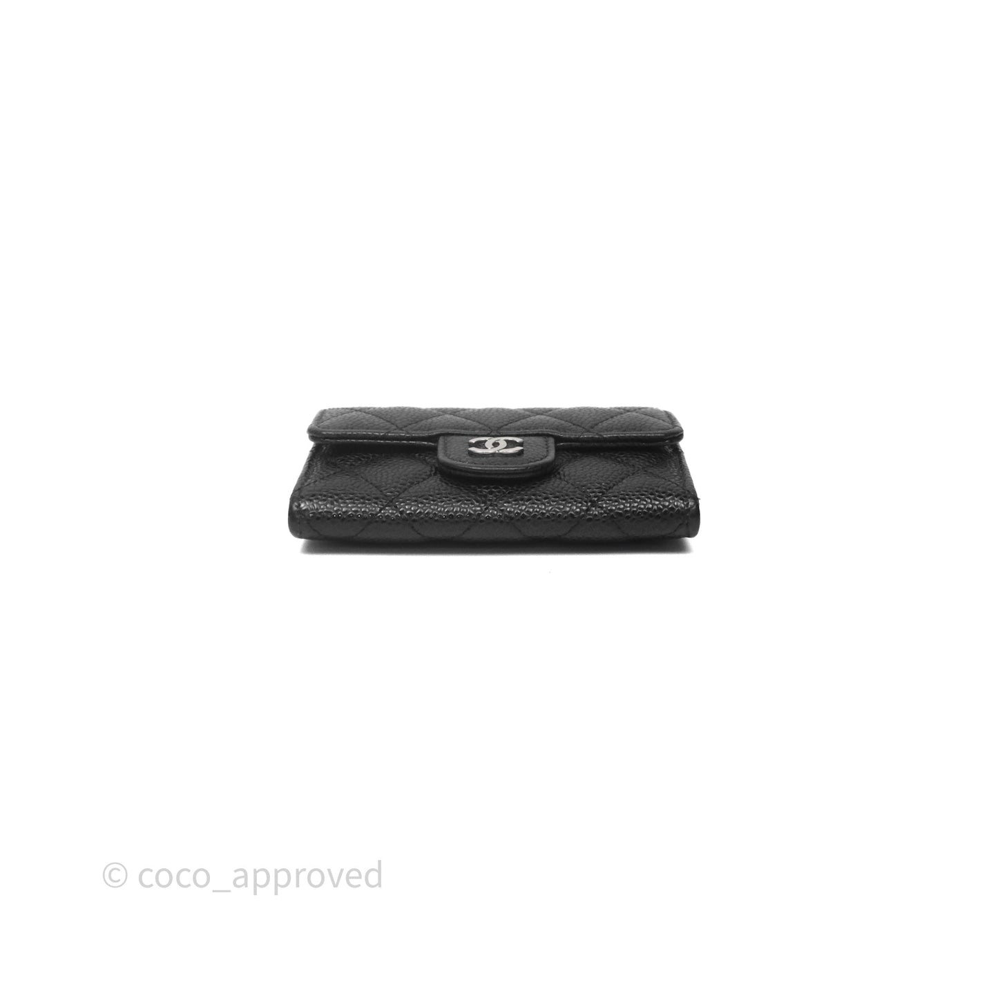 Chanel Classic Flap Black Caviar Card Holder Silver Hardware
