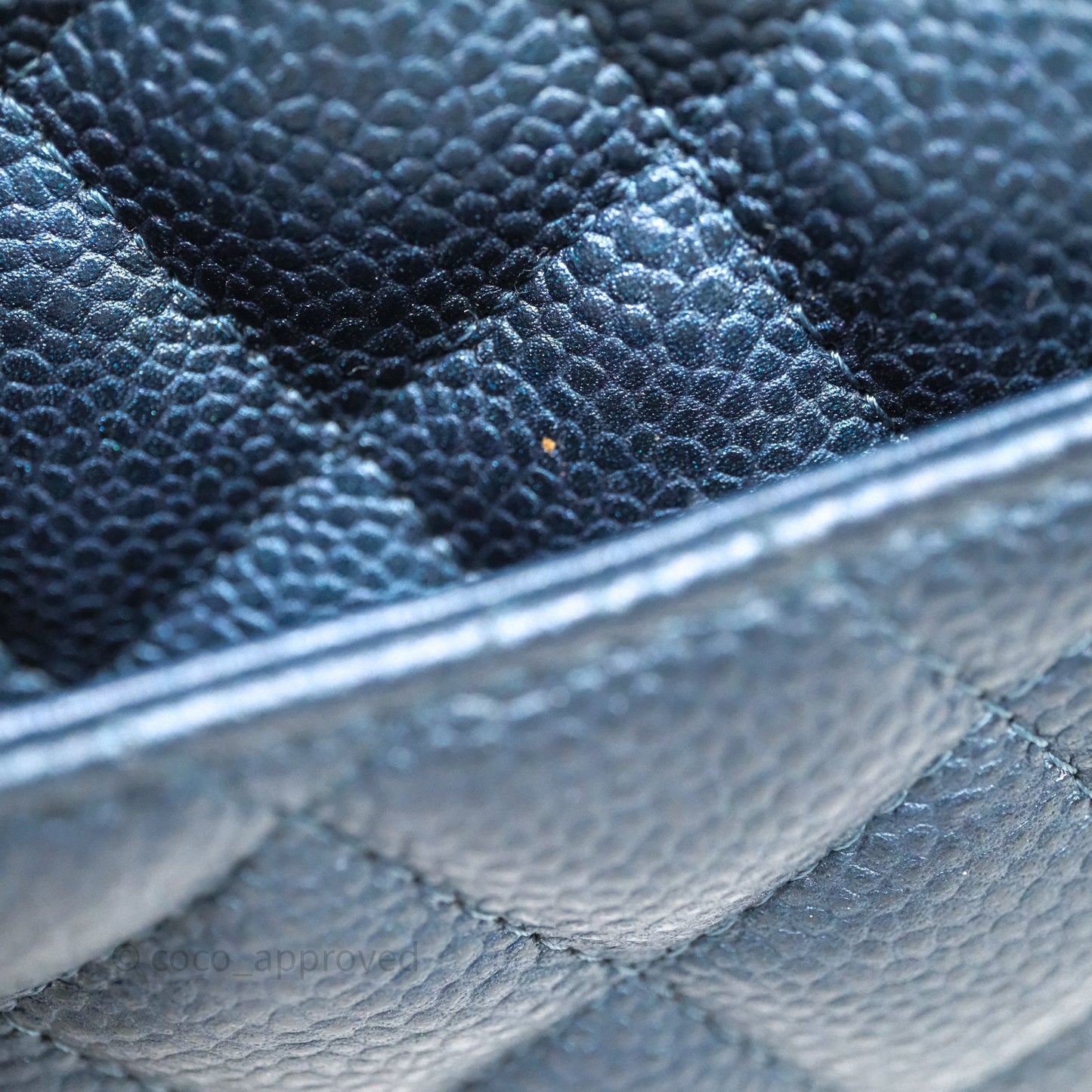 Chanel Quilted Mini Square Iridescent Navy Caviar Gold Hardware