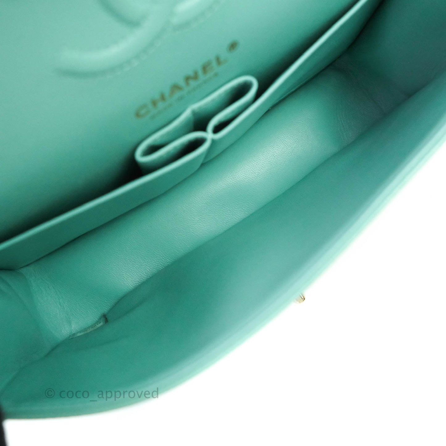 Chanel Classic Small S/M Flap Tiffany Blue Mint Caviar Gold Hardware 21S