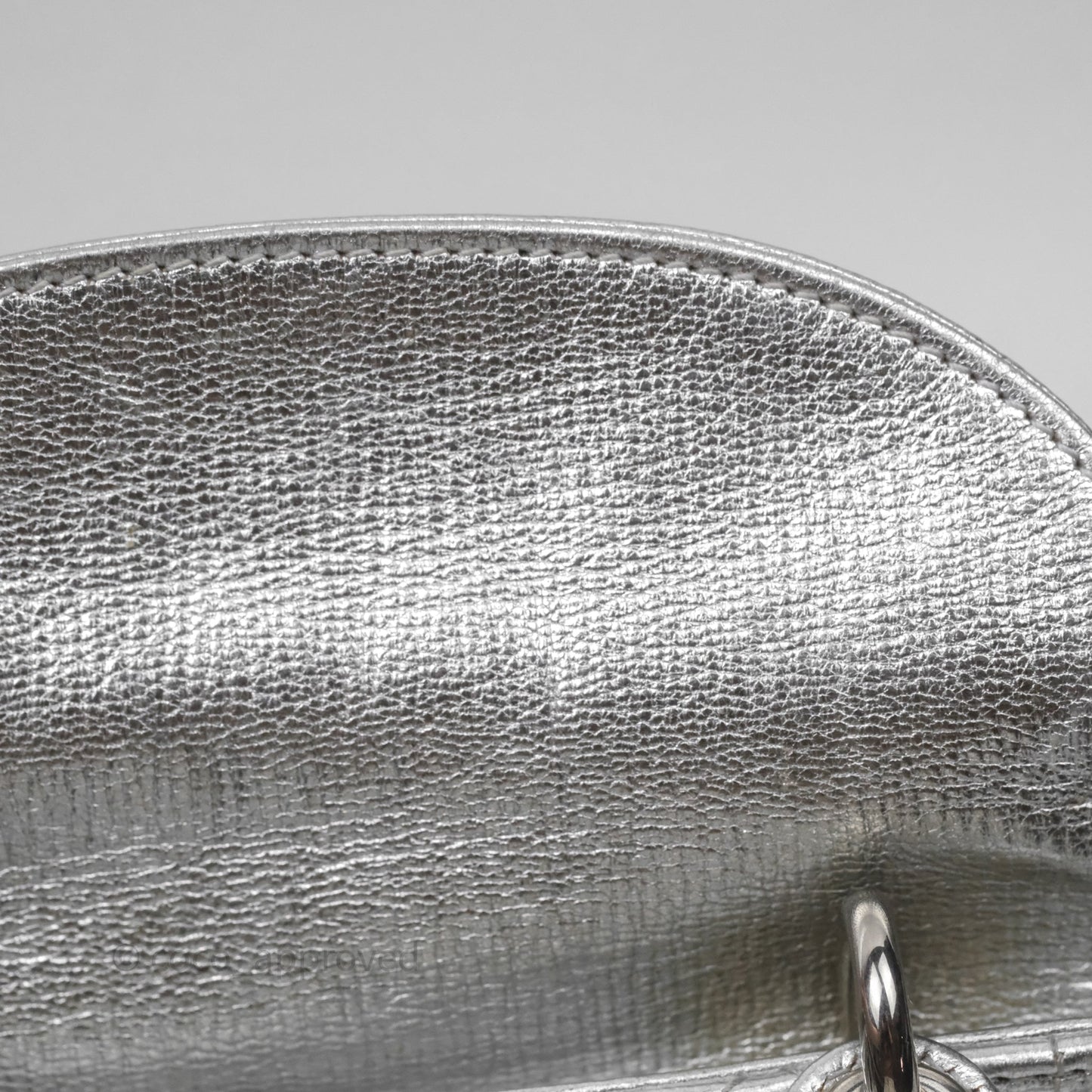 Christian Dior Small Lady Dior My ABCDior Silver Metallic Grained Calfskin Cannage