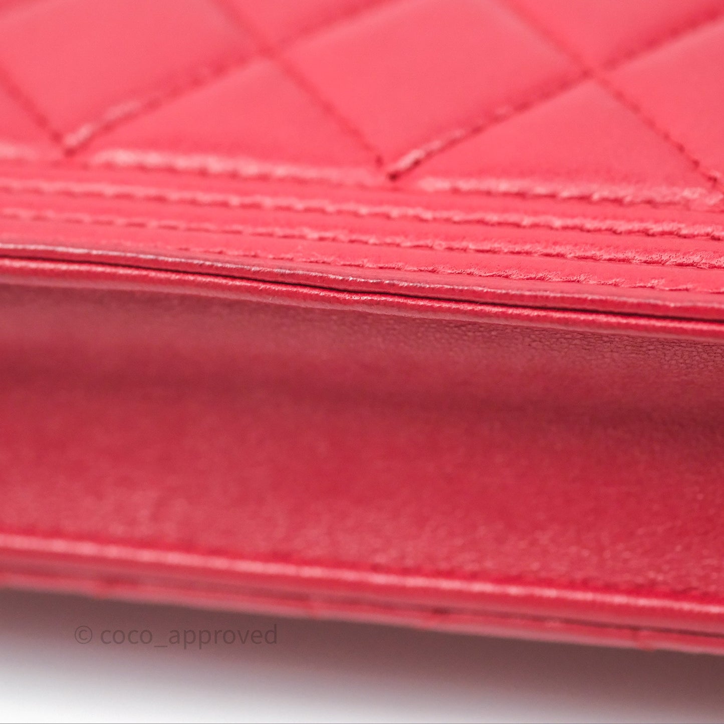Chanel Boy Wallet on Chain WOC Red Lambskin Ruthenium Hardware
