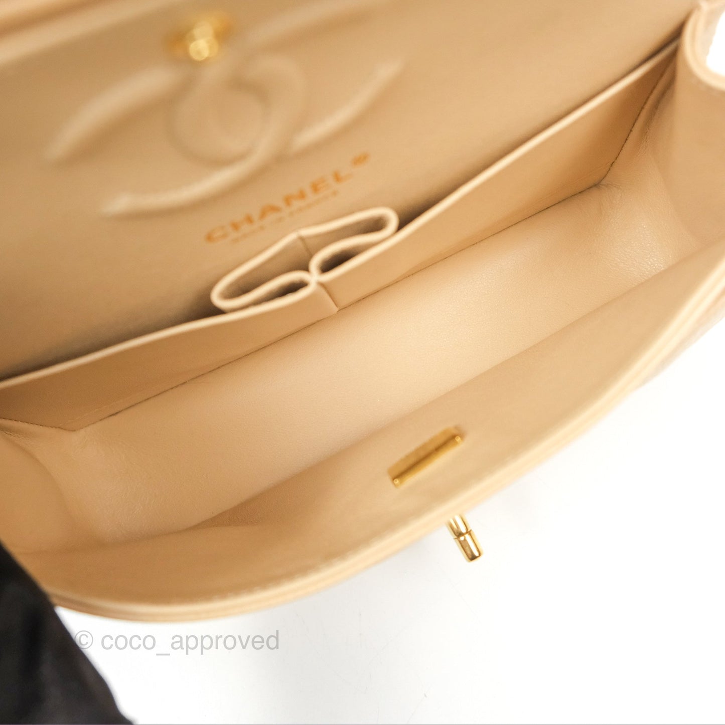 Chanel Small Quilted Classic Flap Beige Caviar Gold Hardware