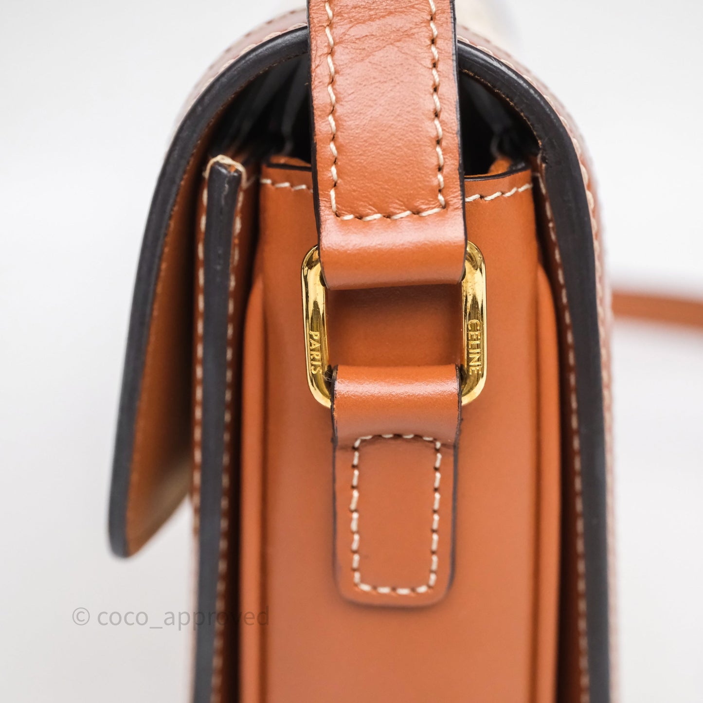 Celine Teen Triomphe Bag Triomphe Canvas Tan Calfskin