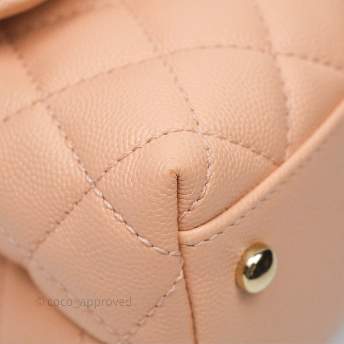 Chanel Small Coco Handle Quilted Pink Beige Caviar Gold Hardware