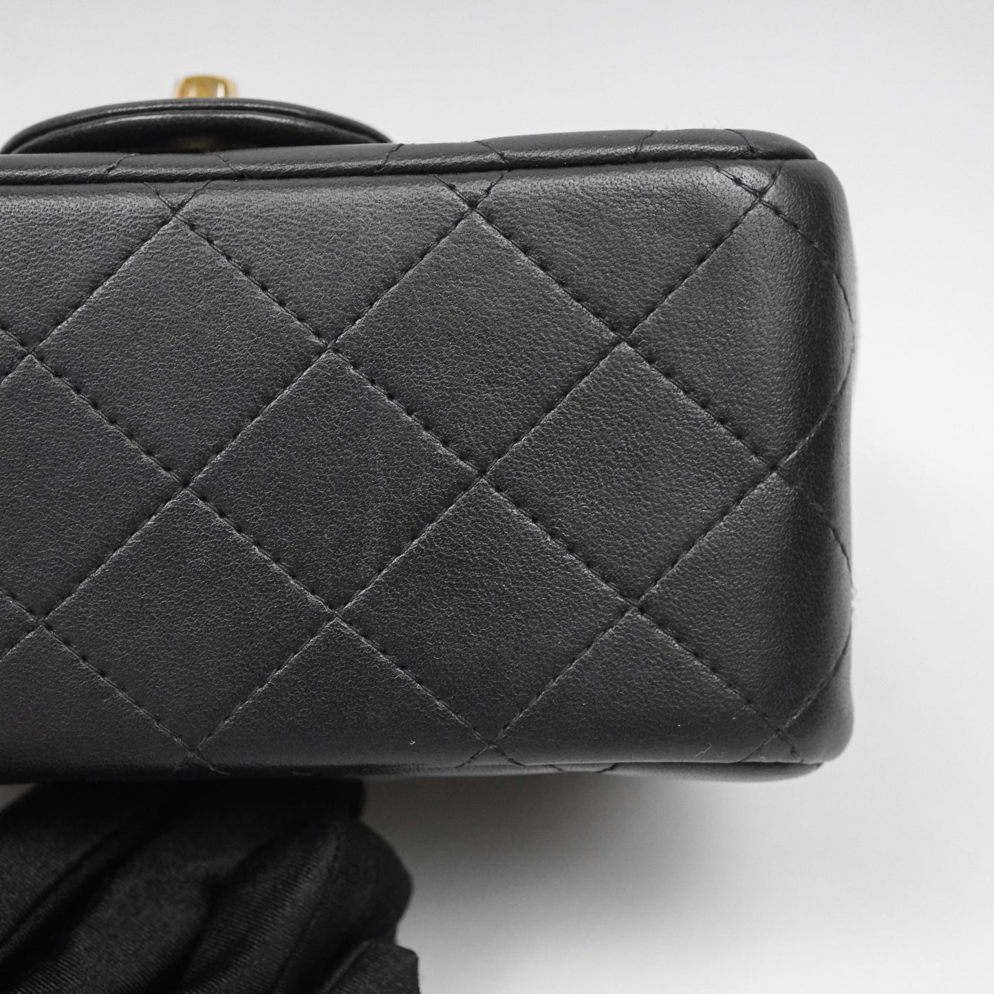 Chanel Mini Square Quilted Black Lambskin Gold Hardware