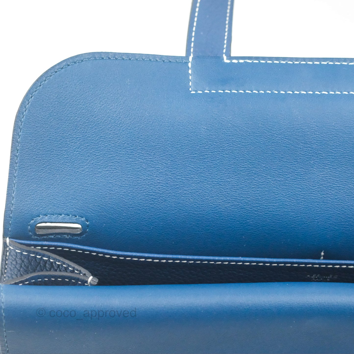 Hermès Halzan 31 Deep Blue S4 Clemence Palladium Hardware