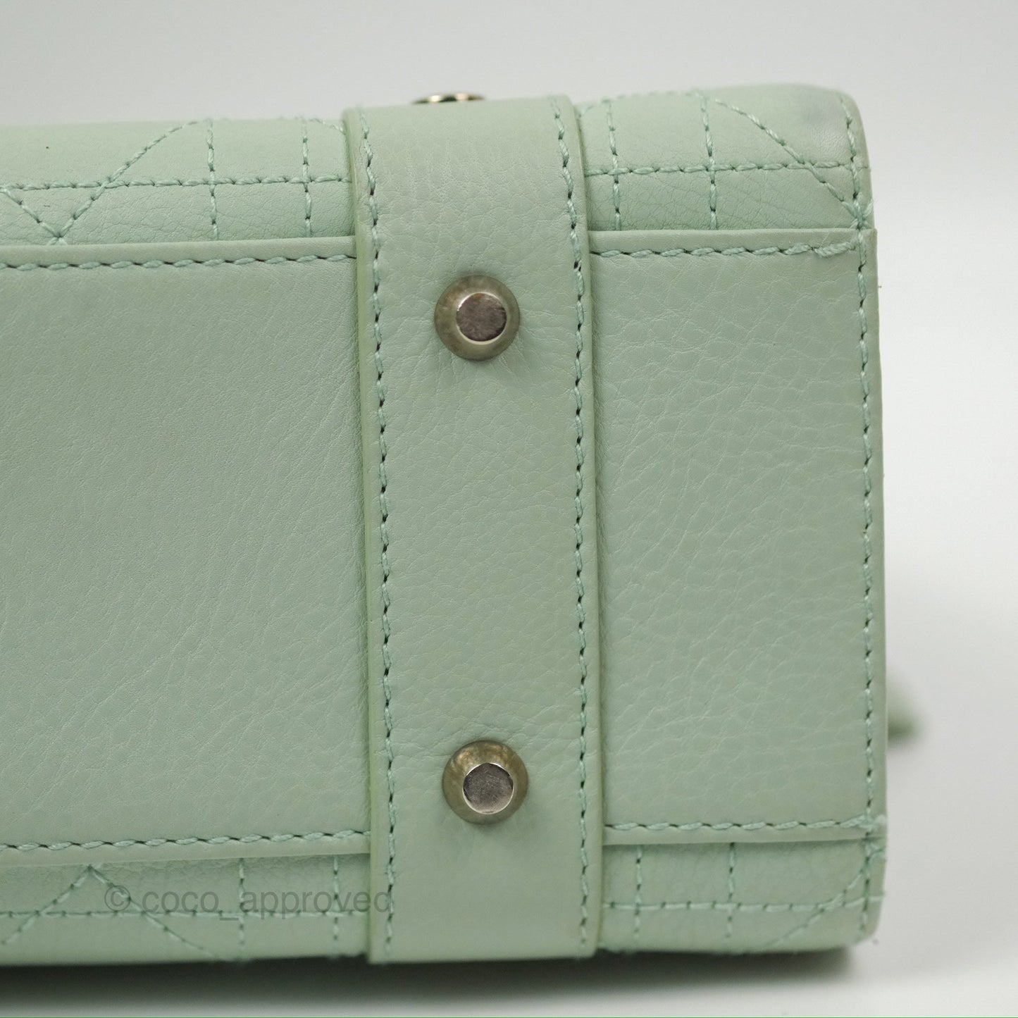 Dior East West Lady Dior Mint Green Calfskin Silver Hardware