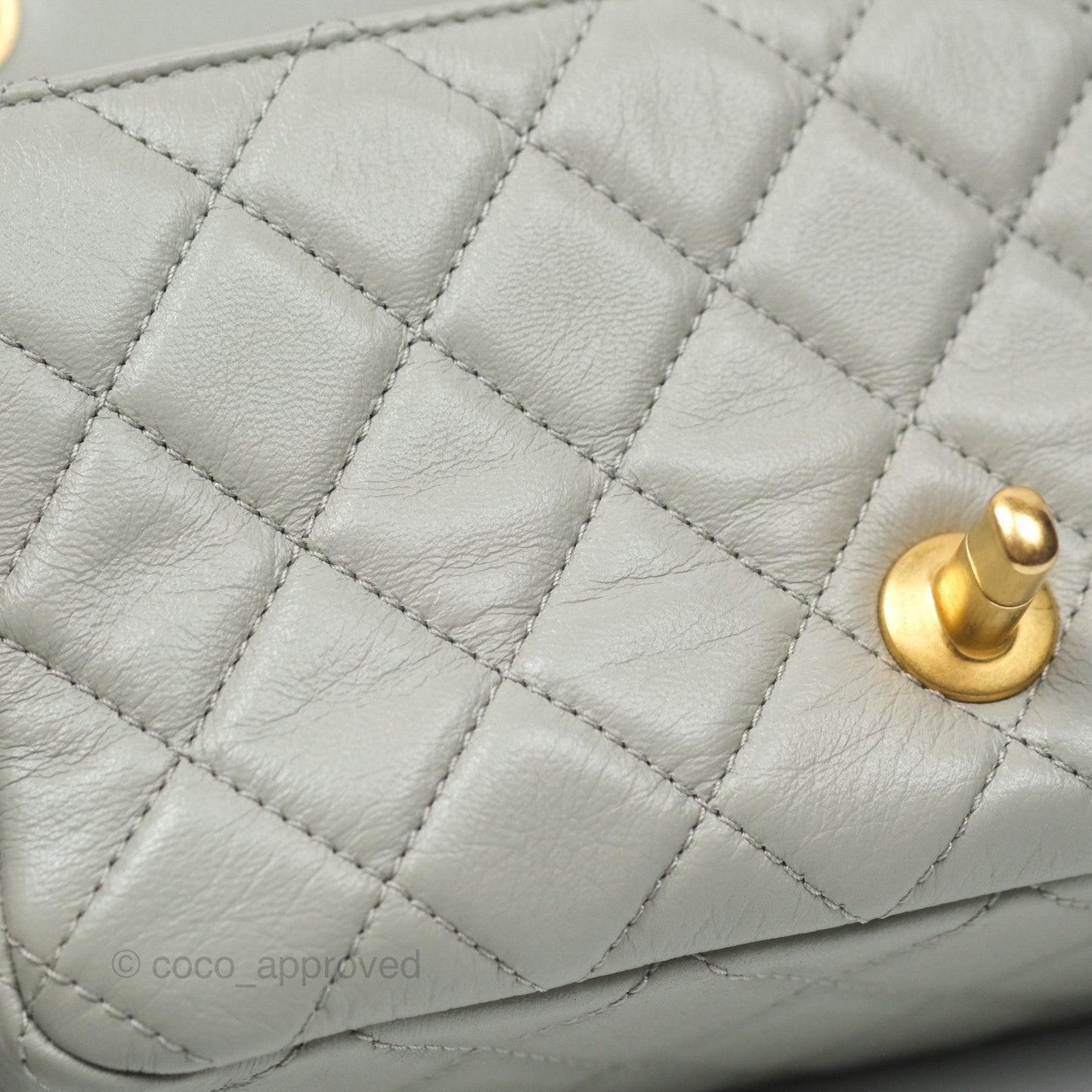 Chanel Mini Rectangular Pearl Crush Grey Lambskin Aged Gold Hardware