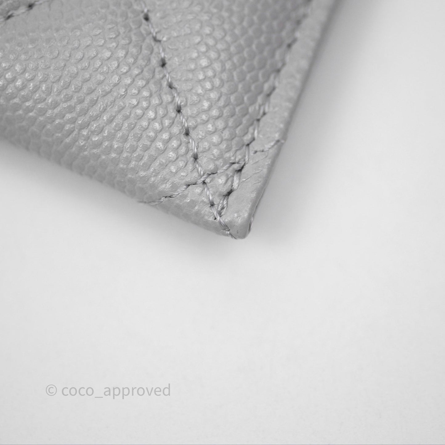 Chanel Classic Flat Card Holder Grey Caviar Gold Hardware