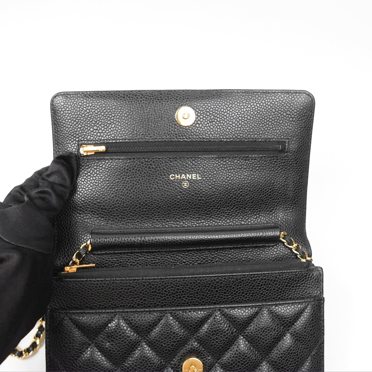 Chanel Classic Wallet on Chain WOC Quilted Black Caviar Gold Hardware