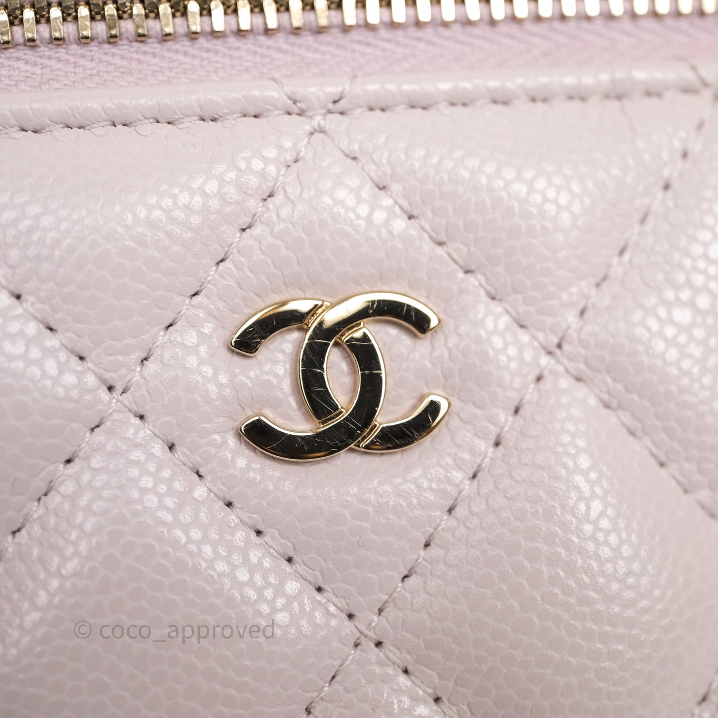 Chanel Top Handle Long Vanity with Chain Lilac Caviar Gold Hardware