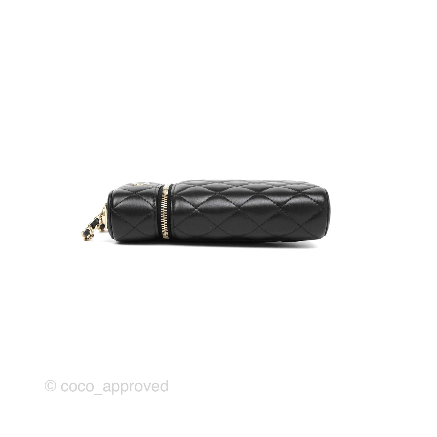 Chanel Trendy Vanity Phone Holder With Chain Black Lambskin Gold Hardware