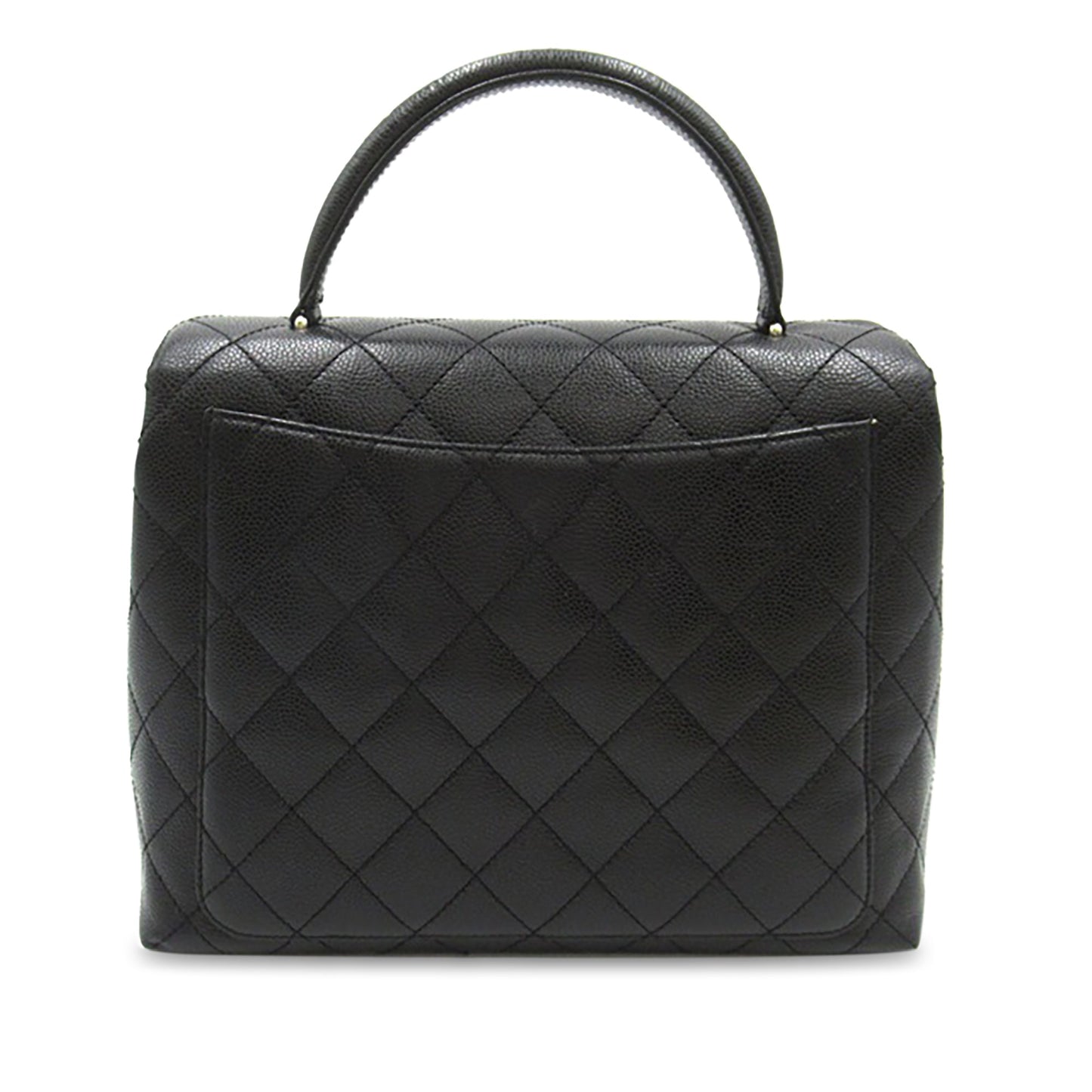 Luxury Chanel Kelly Top Handle Bag Black Caviar Silver