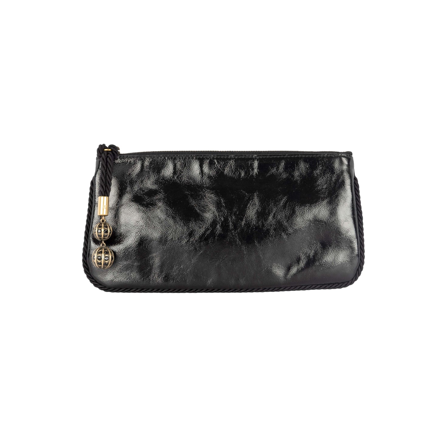 Luxury Gucci Trending 2025 Shiny Leather Clutch with Braided Trim & Tassel - '10s