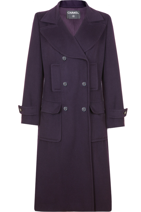 CHANEL Coat Cashmere Purple