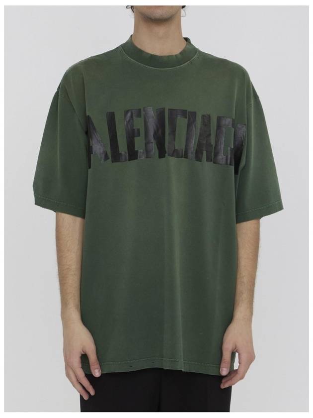 Luxury Balenciaga Tape Type Short Sleeve T-Shirt Green