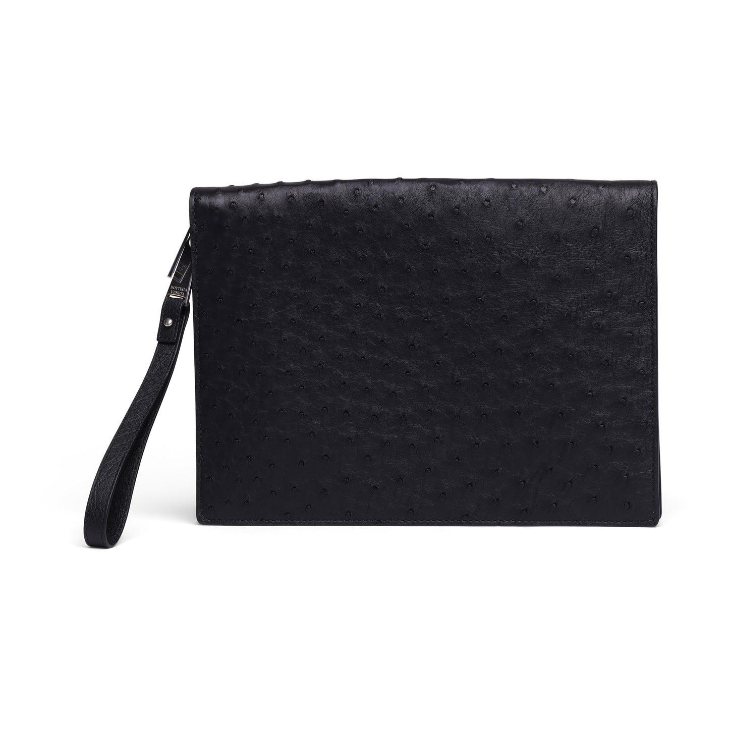 Luxury Bottega Veneta Ostrich Leather Document Case Wristlet