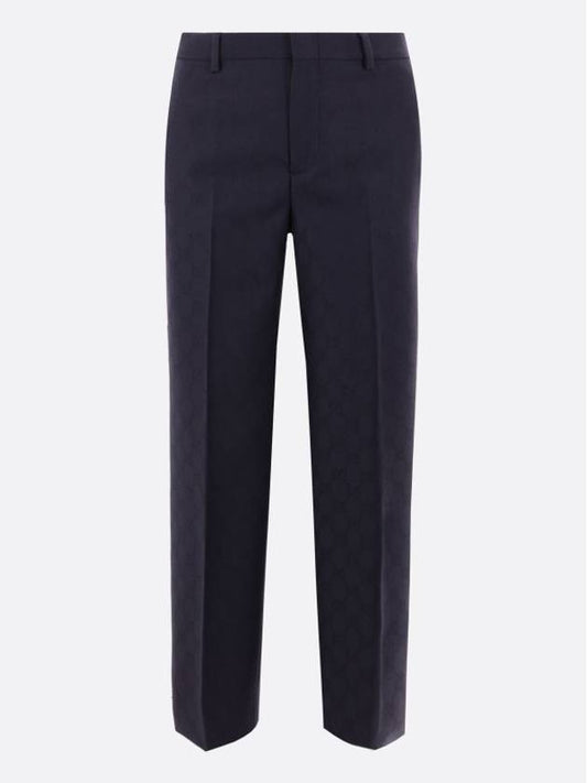 Luxury Gucci Trending 2025 GG Wool Straight Pants Dark Blue