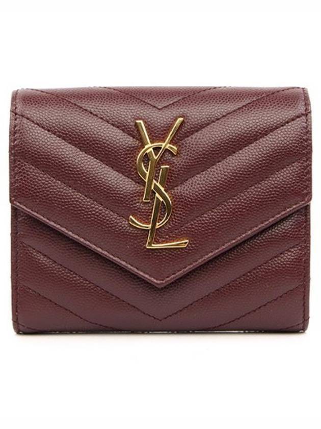 Luxury Saint Laurent Matelasse Monogram Quilting Flap Half Wallet Red