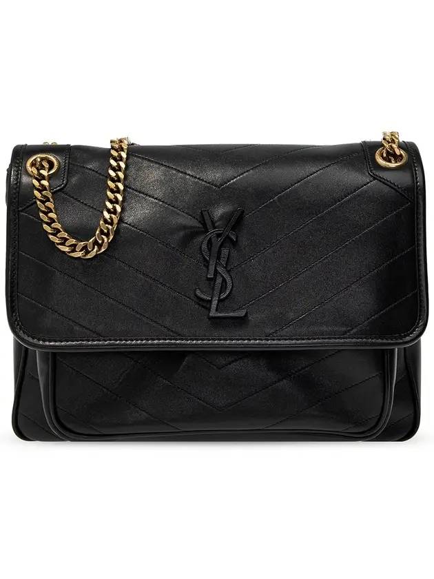 Luxury Saint Laurent Nikki Medium Leather Shoulder Bag Black