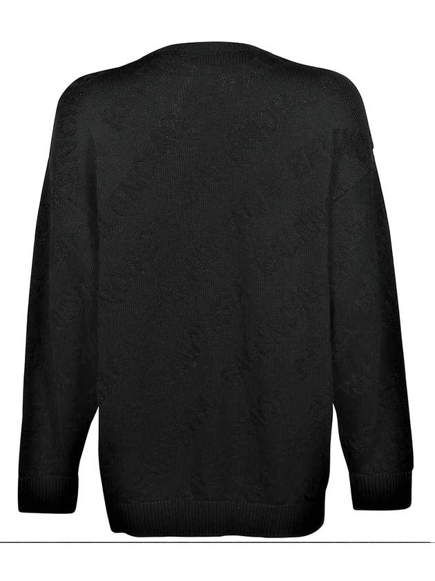 Luxury Balenciaga Logo Jacquard Cotton Knit Top Black