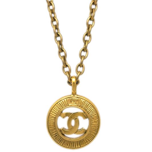 Luxury Chanel Medallion Gold Chain Pendant Necklace 3842
