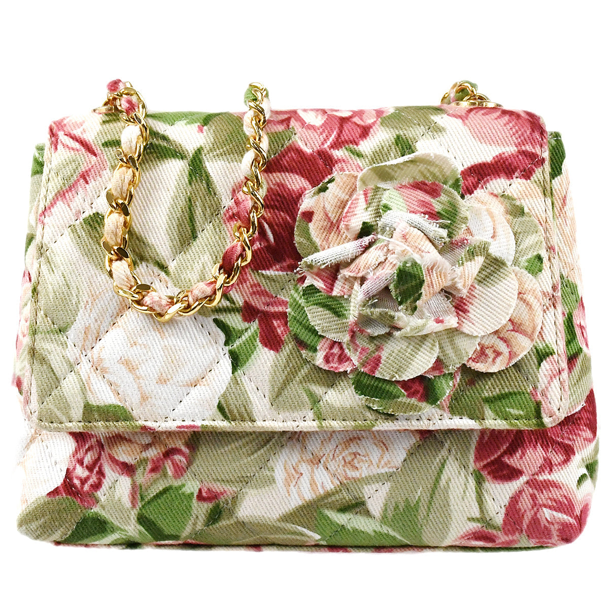 Luxury Chanel 1997-1999 Camellia Printed Chain Shoulder Bag