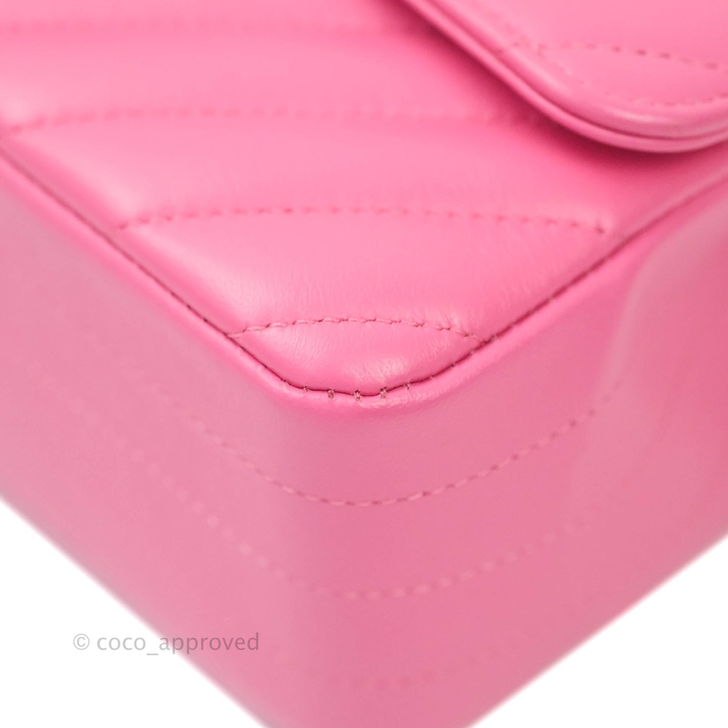 Chanel Chevron Mini Rectangular Lambskin Flap Pink Gold Hardware