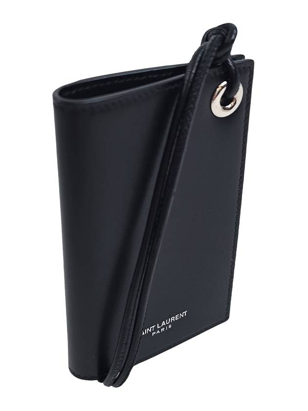 Luxury Saint Laurent Men's Logo Strap Card Wallet Black
