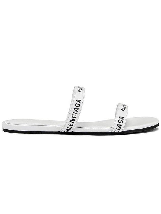Luxury Balenciaga Logo Round Slippers White