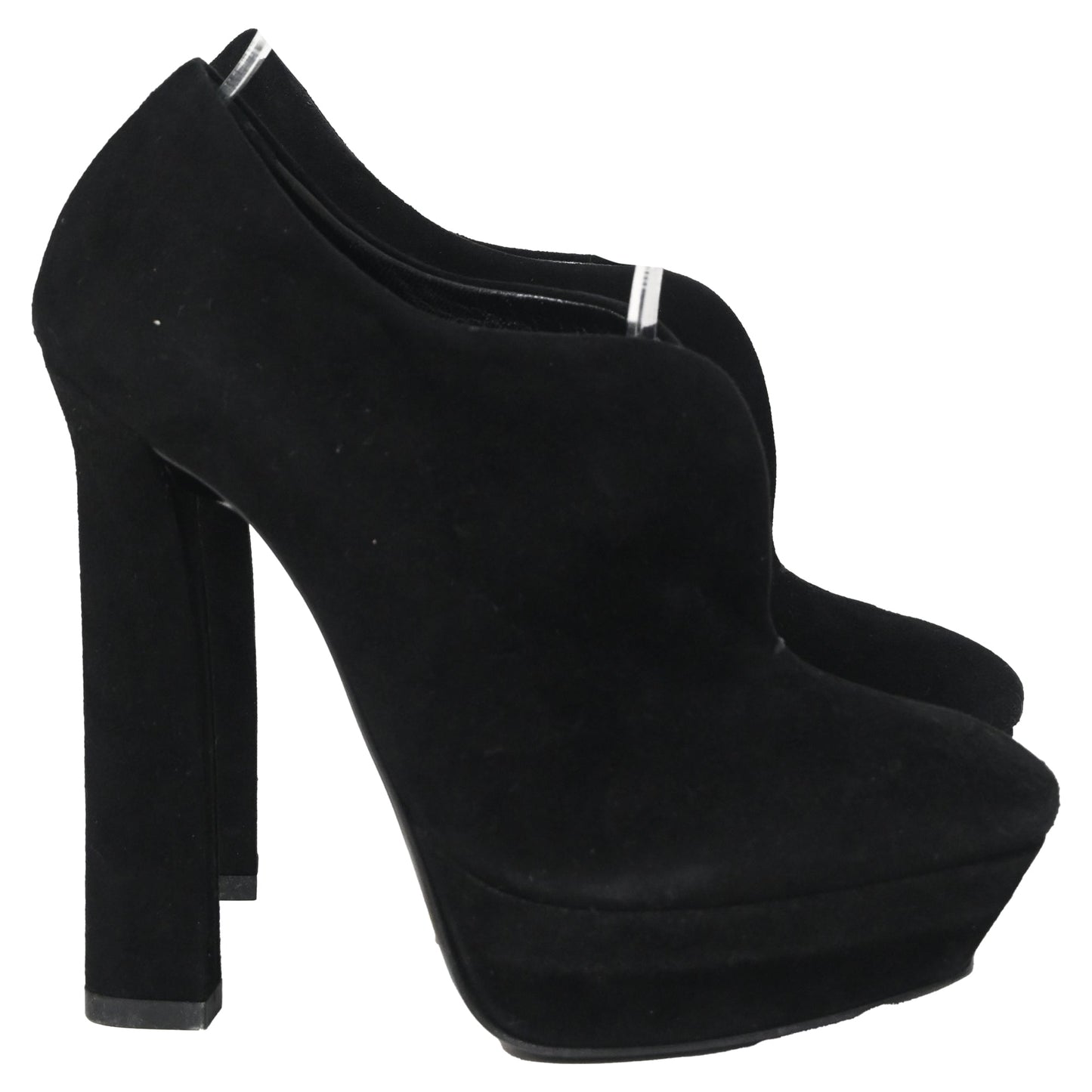 Luxury Bottega Veneta Open Platform Ankle Boots in Black Suede