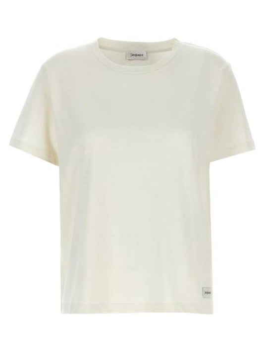 Luxury Saint Laurent Luxury Saint Laurent logo patch crewneck t shirt 810277Y37RY 9502