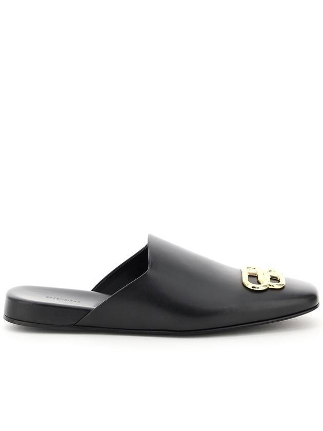 Luxury Balenciaga BB Logo Leather Mule Black