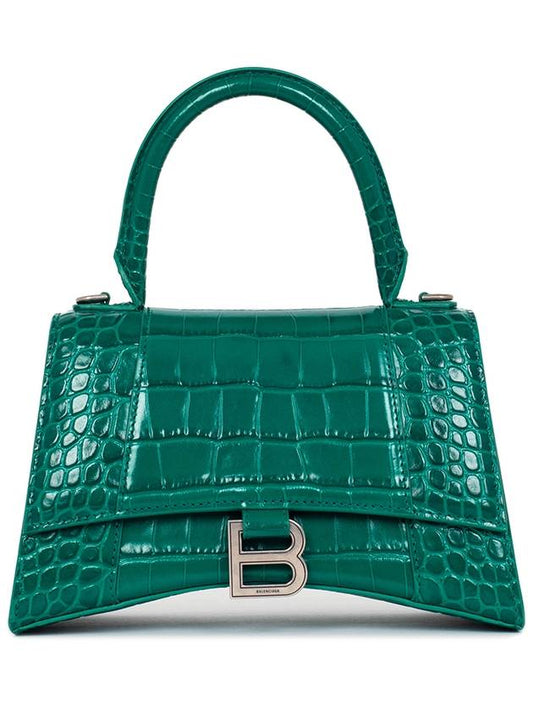 Luxury Balenciaga Hourglass Crocodile Small Tote Bag Green