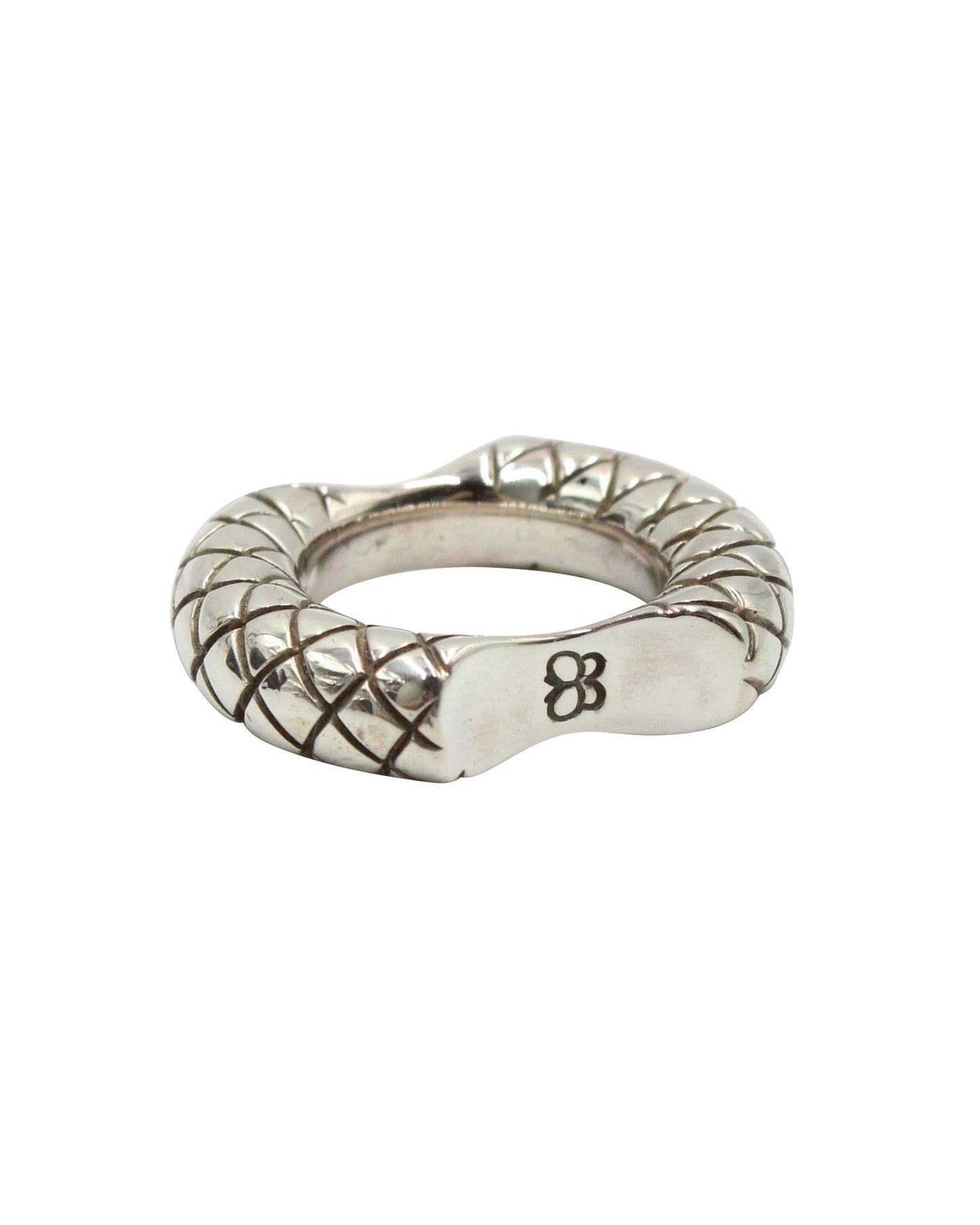Luxury Bottega Veneta Intrecciato Double Cut Band Ring in Silver Metal