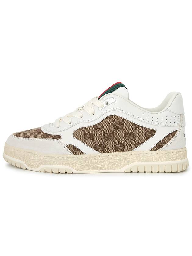 Luxury Gucci Trending 2025 Men's Reweb Original GG Canvas Low Top Sneakers Beige White