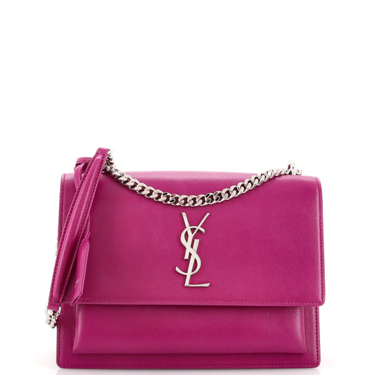 Luxury Saint Laurent Sunset Crossbody Bag Leather Medium
