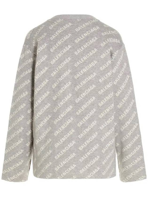 Luxury Balenciaga wool over logo pattern cardigan Grey