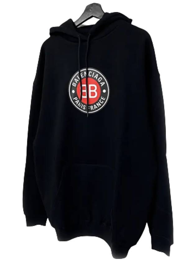 Luxury Balenciaga BB Logo Round Print Hoodie Black