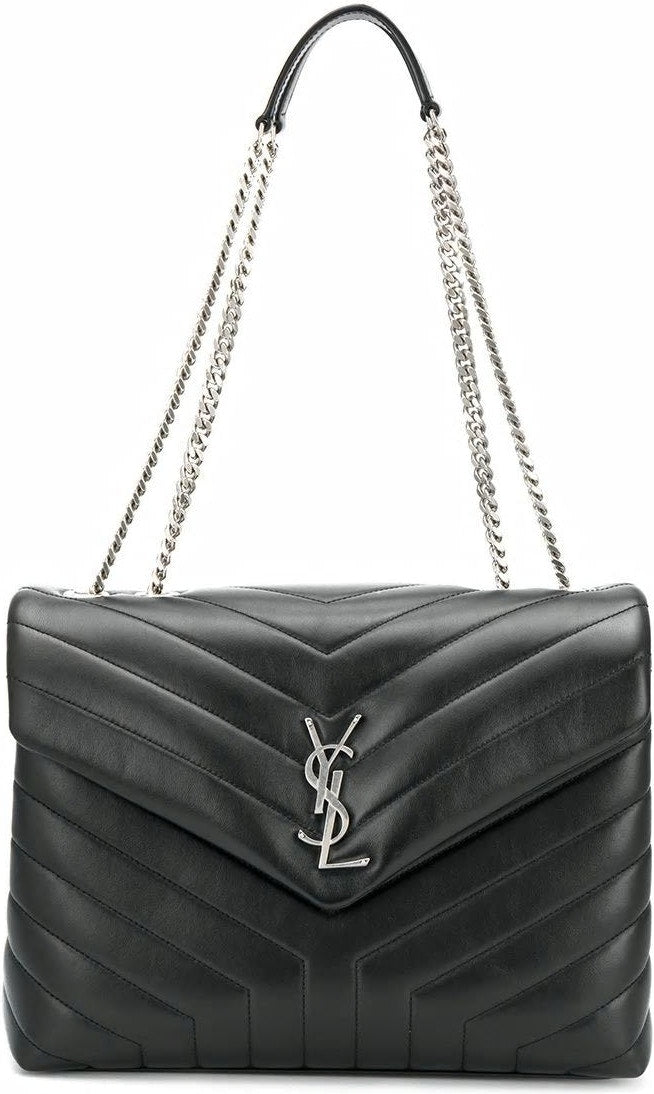 Luxury Saint Laurent Women's Loulou Logo Plaque Shoulder Bag in Nero/Nero | 574946DV7261000