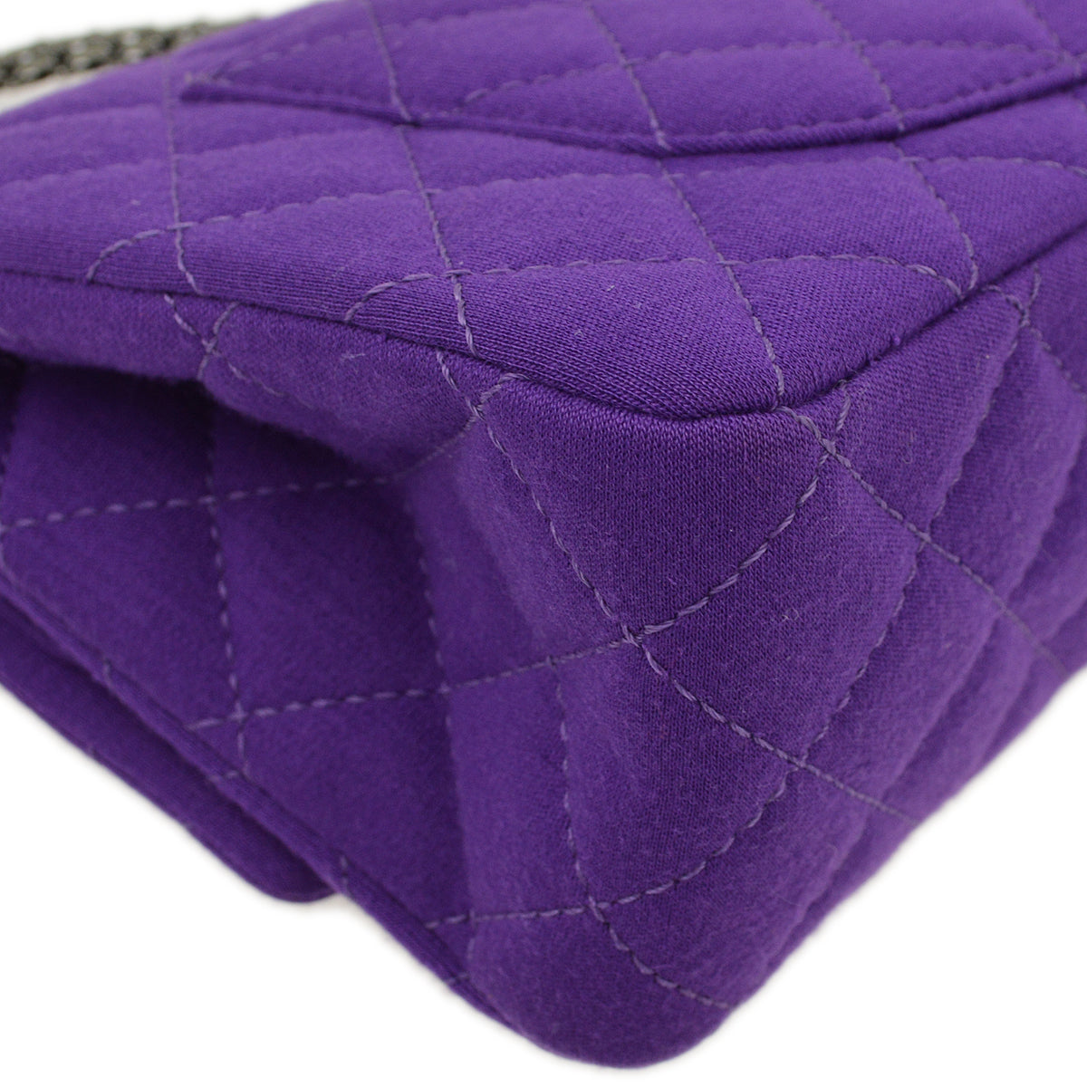 Chanel Purple Cotton 2.55 Classic Double Flap Shoulder Bag