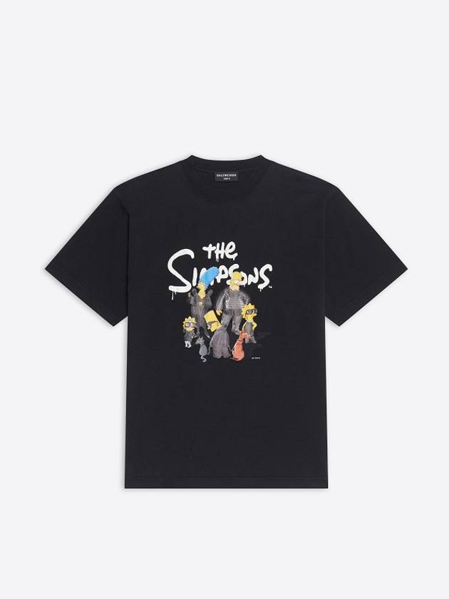 Luxury Balenciaga WoMen's The Simpsons Printing Small Fit Short Sleeve T-Shirt Black