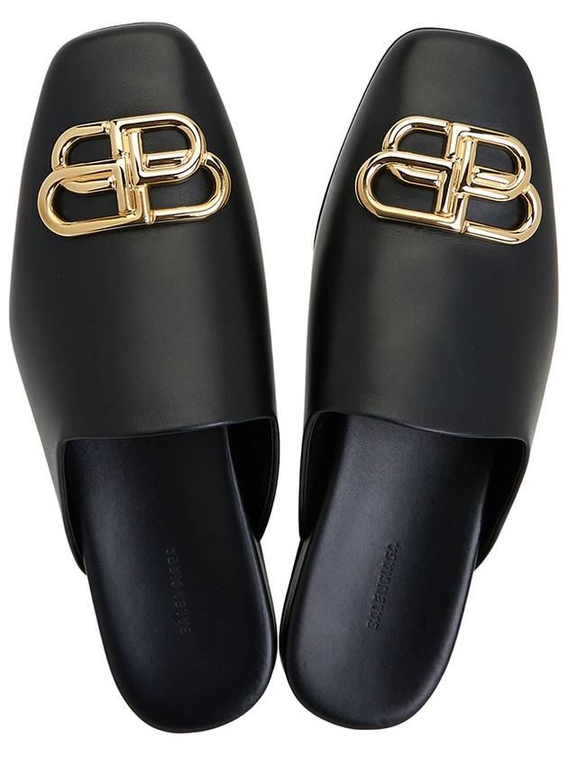 Luxury Balenciaga BB Logo Leather Mule Black