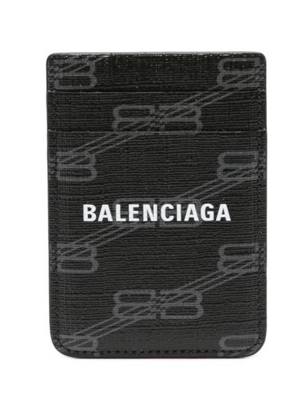 Luxury Balenciaga Signature Magnet Card Wallet Black