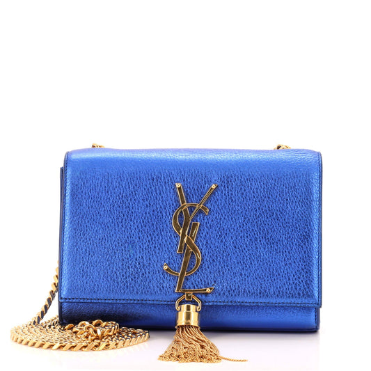 Luxury Saint Laurent Classic Monogram Tassel Crossbody Bag Leather Small