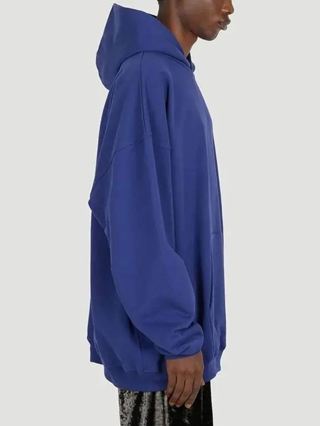 Luxury Balenciaga Logo Print Oversized Hoodie Blue